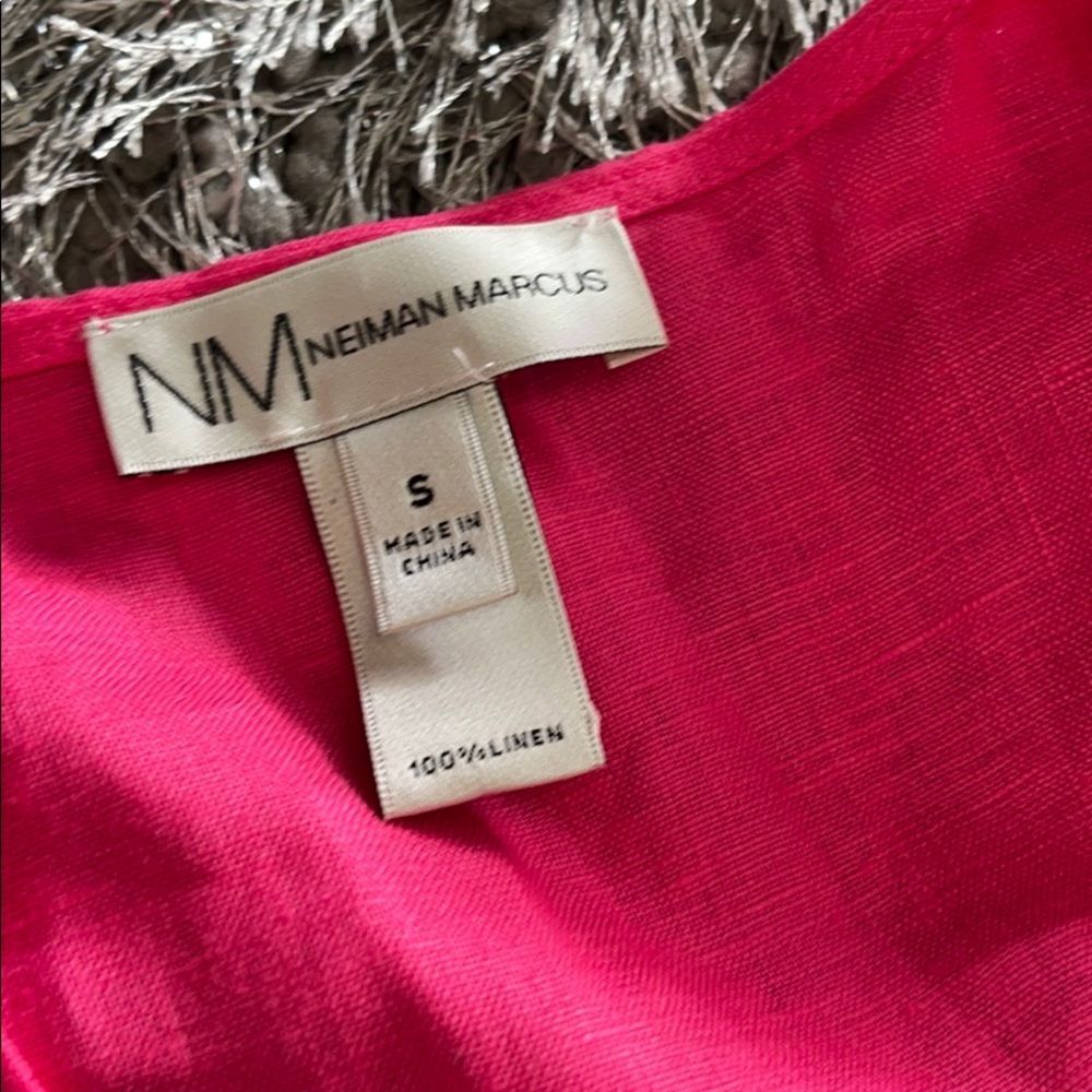 Neiman Marcus 100-% linen pink wrap blouse - Picture 2 of 4